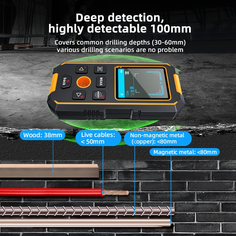 NOYAFA NF-513 Metal Detector Wall Scanner AC Live Cable Wires Metal Wood Stud Find with Positioning Hole Wall Detector 5