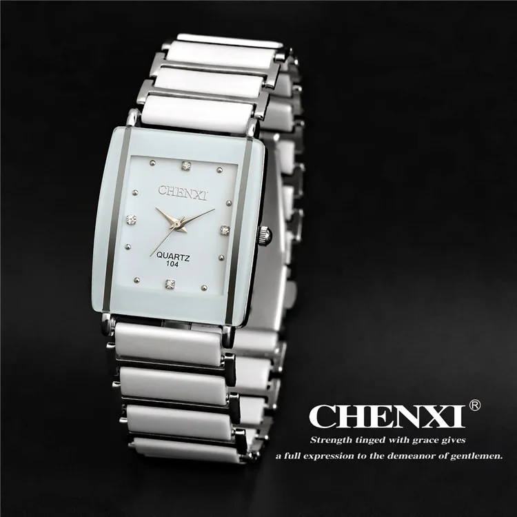 Fashion Women Men Couples Leisure Watch Waterproof Square Ceramics Wristwatch Cx-104 fashion couple watches waterproof wristwatch