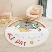 Nordic Cute Round Carpets for Living Room Home Bedroom Kids Room Rug Children Room Bedside Reading Area Decor Non-slip Floor Mat 2