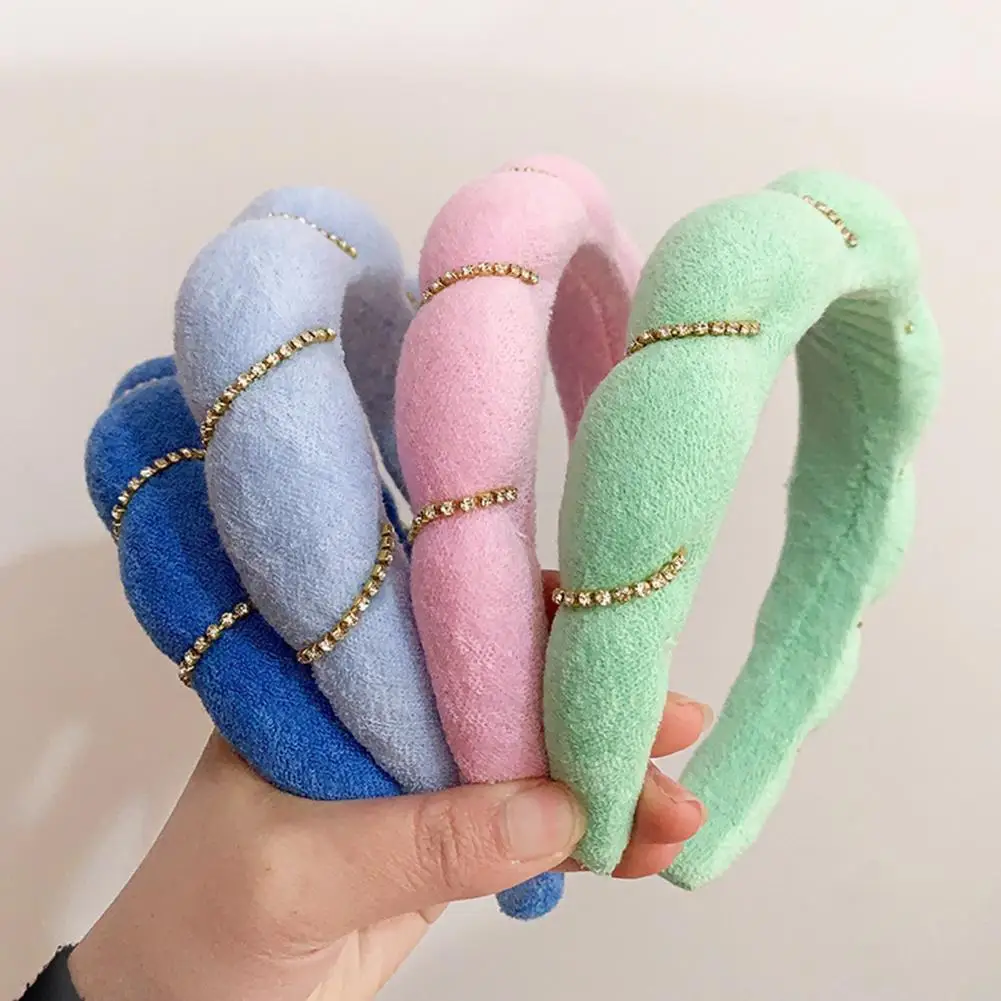 

Fashion Puffy Hair Hoop Luxury Rhinestones Cute Sponge Hair Band For Women Girls Makeup Washing Face Jewelry Spa Headband