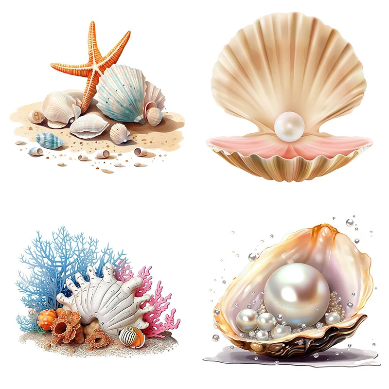 Ocean Beach Pearl Shell Wall Sticker Bathroom Toilet Living Room Cabinet Home Decoration wall sticker
