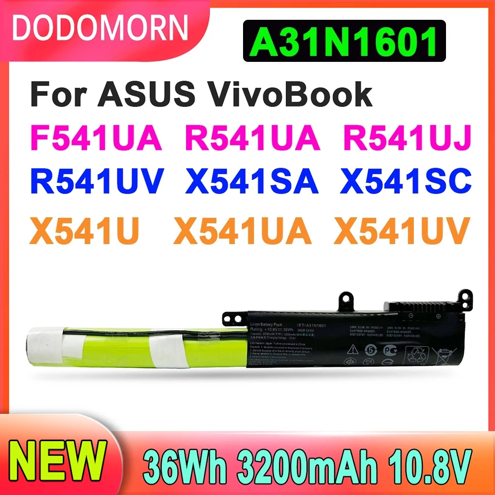 10,8 V A31N1601 Аккумулятор для ноутбука ASUS F541UA R541UA R541UJ R541UV X541SA X541SC X541U X541UA X541UV Series 36Wh