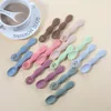 2PCS Cute Baby Learning Spoons Utensils Set Food Grade Silicone Sticky Spoon Children Cutlery Training Spoon Feeding Tableware 3