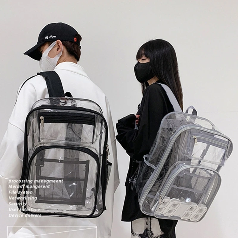 Trendy Clear Rucksack School Book Bag Large Capacity Travel Laptop Backpack