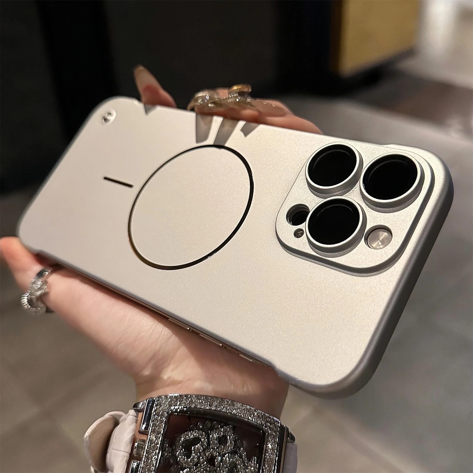 Titanium Metallic Frameless Shockproof Cooling Case with MagSafe Compatibility