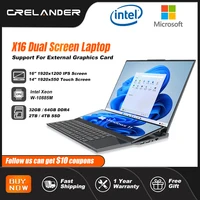 CRELANDER Dual Screen Laptop 16.1 Inch + 14.1 Inch Touchscreen Intel 10885M Processor Gaming Laptop Business Notebook Computer 1