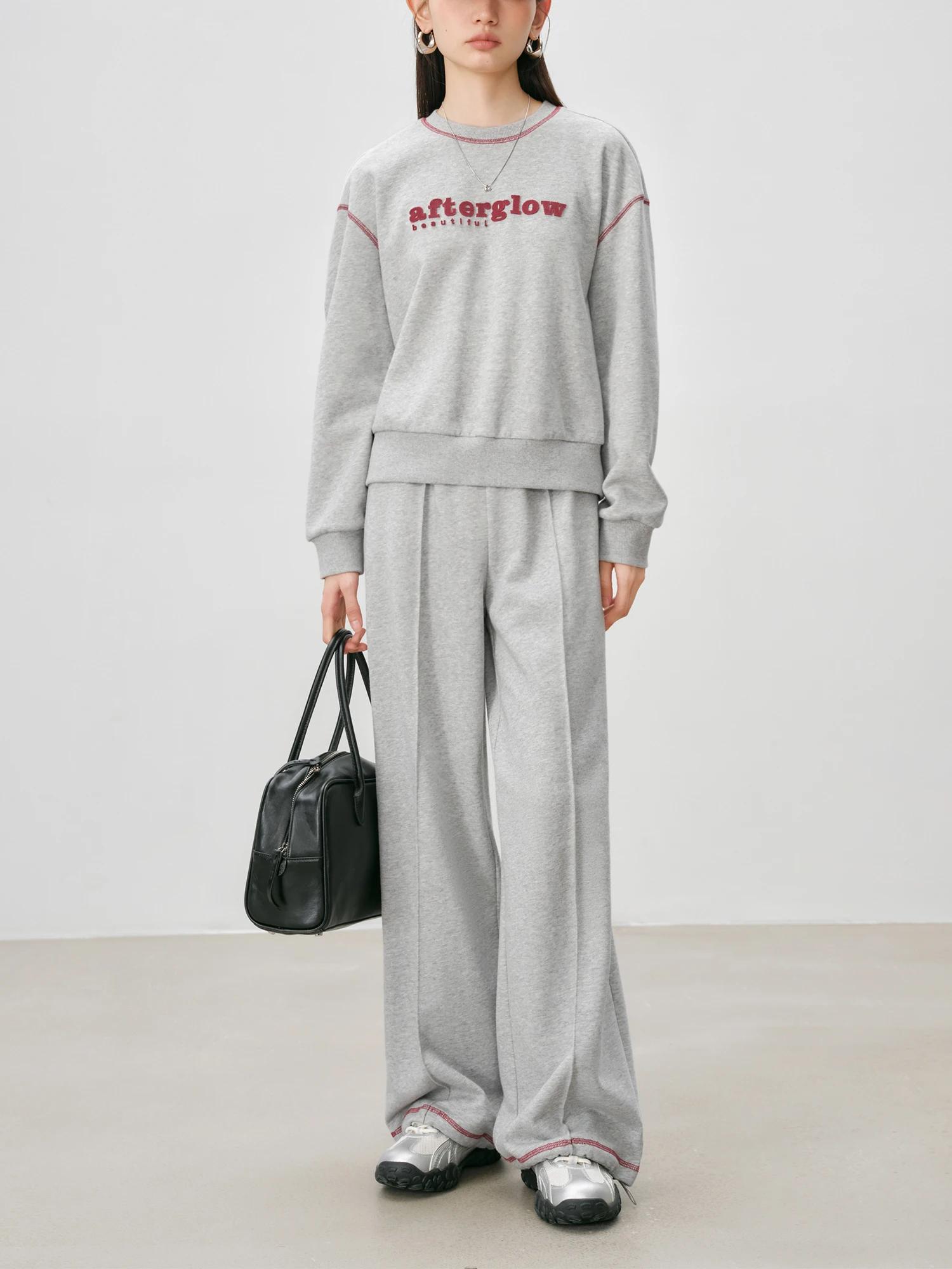 ZIQIAO Letter Embroidery Sweatshirt Casual Pants Set For Women 2024 Autumn Winter New Design Warm Sweatshirt Pants 24ZQ94197 3