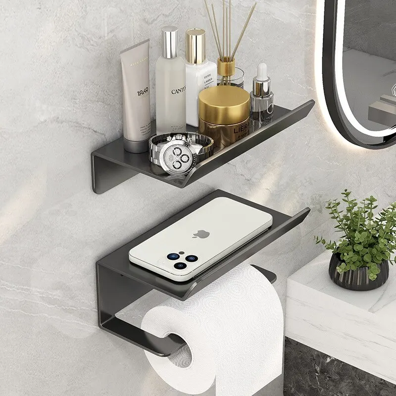 Paper Towel Rack Bathroom Shelf Toilet Paper Roll Put Phone Hanging Rack Wall-mounted Kitchen Storage Wall Shelf