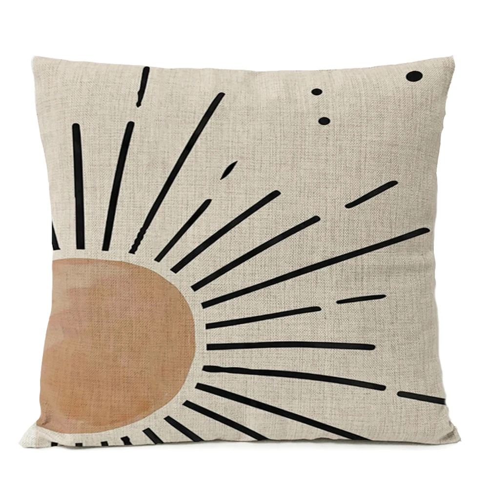 Geometric Floral Linen Pillow Cover Home Decorative Boho Throw Pillow Case Flowers Art Simple Cushion Decor Sofa Pillows 60x60 4