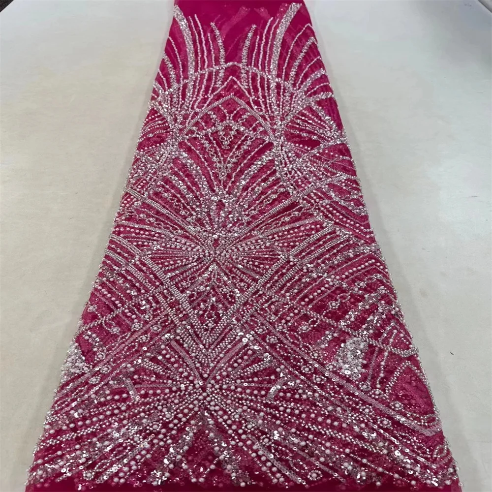 

Африканские блестки, бусины, тюль, кружевная ткань 2023 5 ярдов, высокое качество, французская сетка, тюль, кружево, вышивка, свадебные кружева ZX3507