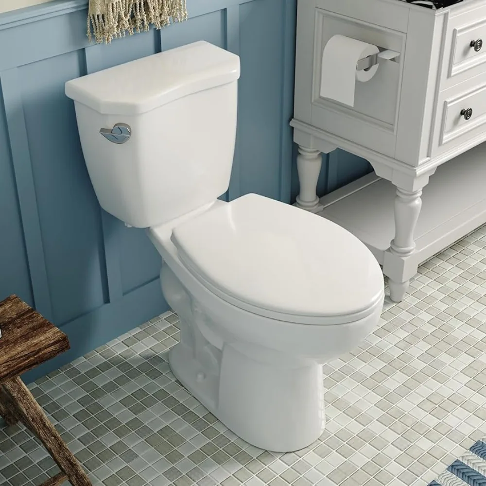 

Two-Piece Elongated Toilet ADA 17.9”High Toilet for Bathrooms Comfortable,Power Flush 1.28 GPF Toilet, 1000g Map High-Efficiency