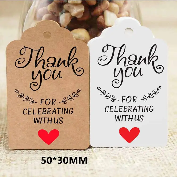 

100PCS Kraft Paper Tags DIY Handmade/Thank You Floral Crafts Hang Tag with Rope Labels Gift Wrapping Supplies Wedding Favors