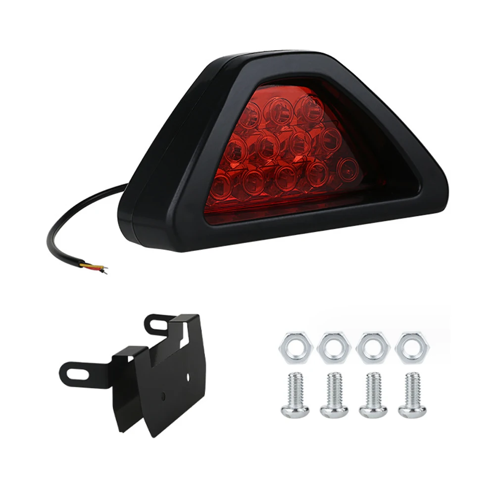 Universal Car Motorcycle LED Rear Stop Tail Light F1 Triangle Type Brake Light Flash Strobe Fog Lamp Warning Light Car Parts