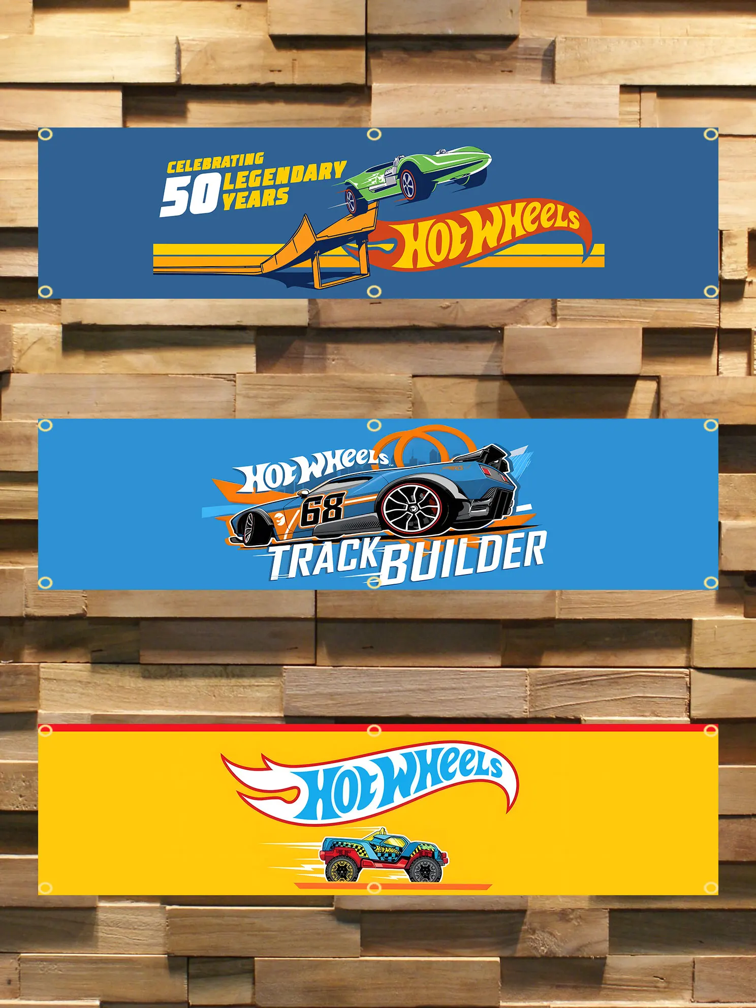 60X240Cm Hot Wheels Flag Banner Arazzo Bandiera Stampata In Poliestere Garage O All'Aperto Per La Decorazione