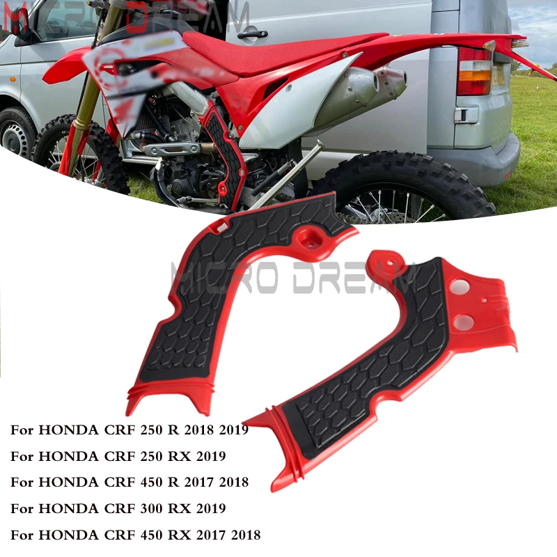 

2X Motocross Dirt Bike Side Panel Frame Guard Protection Cover For Honda CRF 250 300 450 R RX 2017-2019 CRF250 CRF300 CRF450