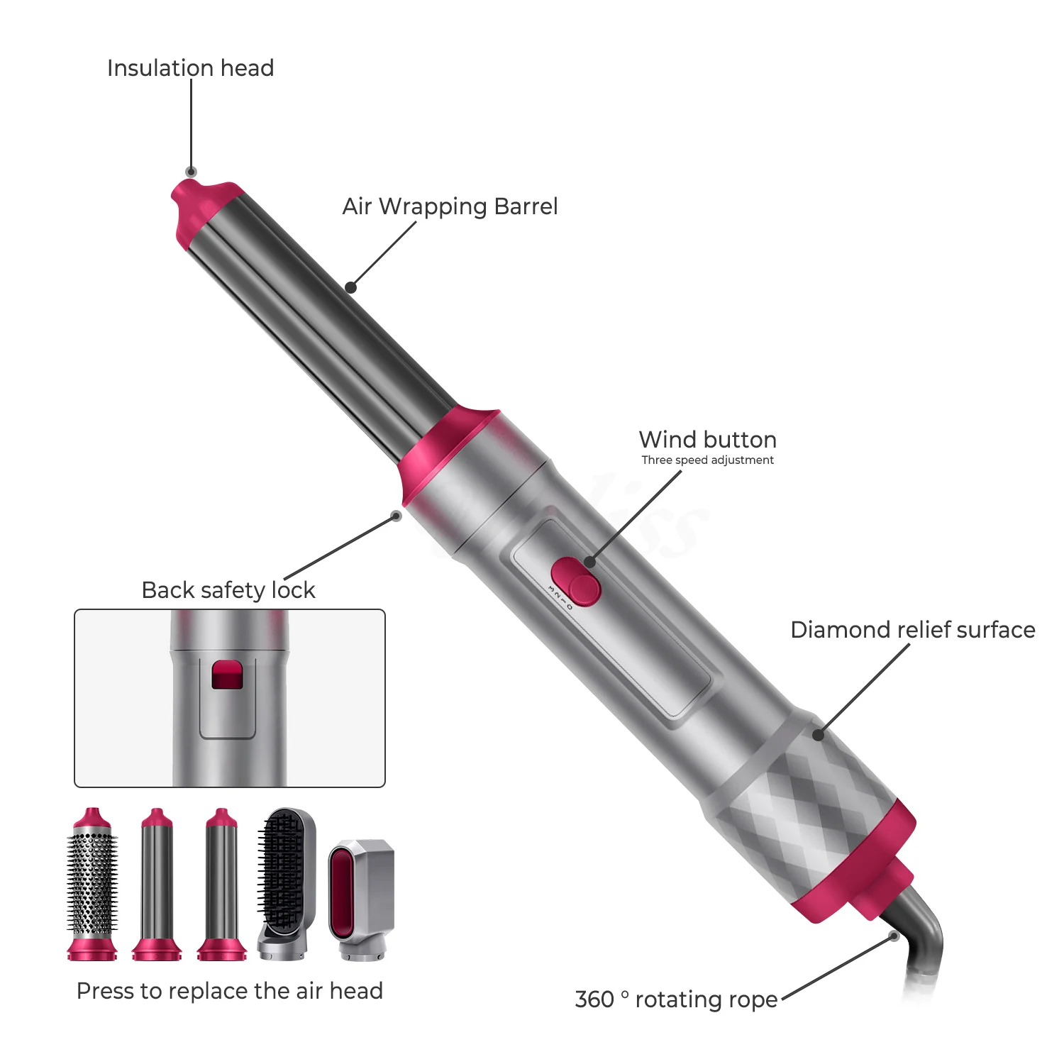 فرشاة تصفيف فاخرة 5 في 1