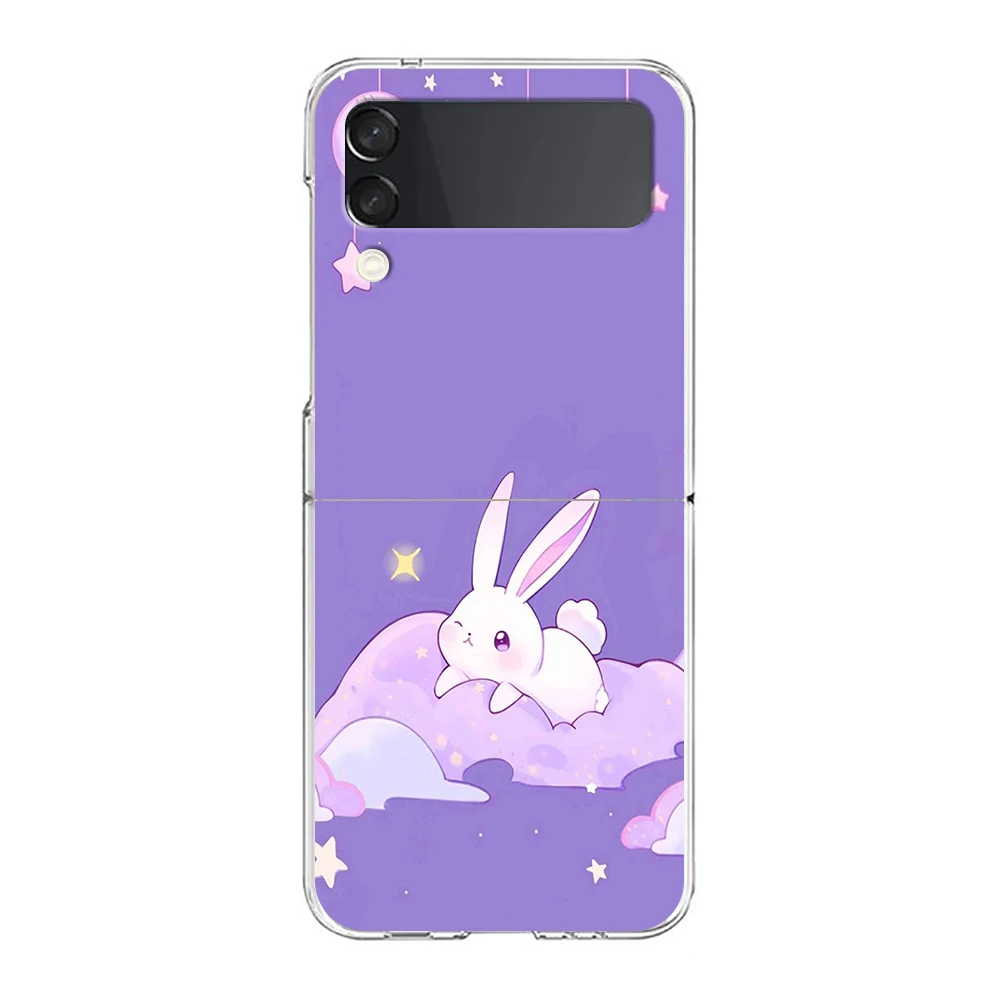 Cute Colorful Rabbit Hard Folding Clear Phone Case