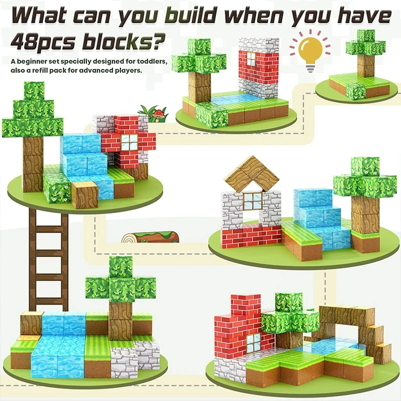Magnetic Building Blocks Mine World Cube Magnet World Set for Kid Age 3+ DIY Model Children Stem Best Montessori Sensory Toy 5