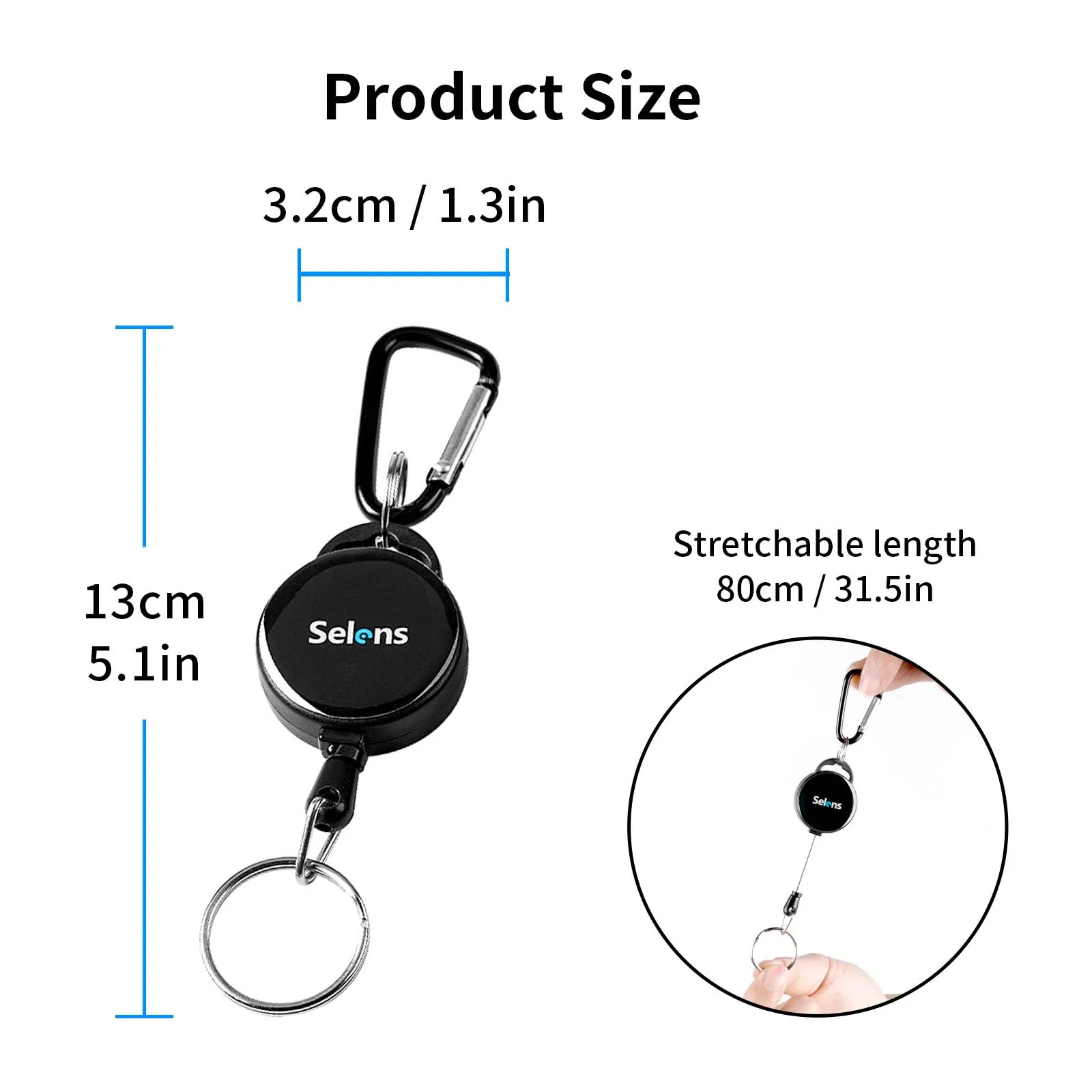 Selens Carabiner 2-in-1 Keychain Hook Backpack Climbing Snap Clip Lock Buckle Outdoor Camping