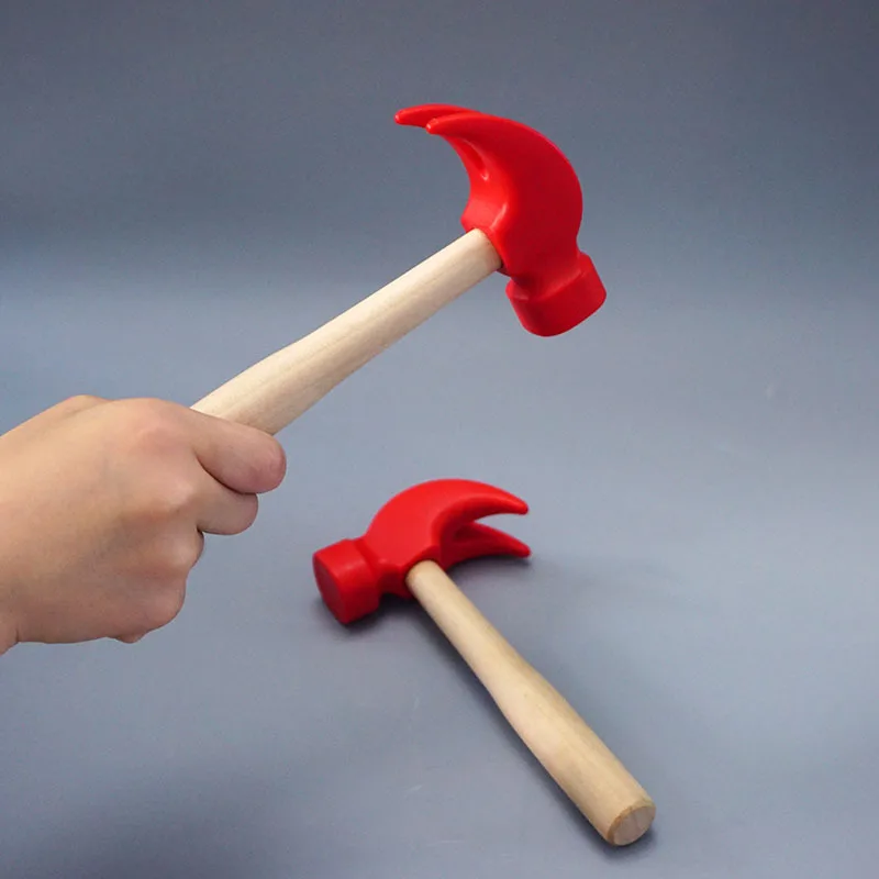 Children's simulation hammer wooden handle solid hammer toy beat repair tool mini wooden solid PP plastic super strong, mini hammer, mini claw hammer