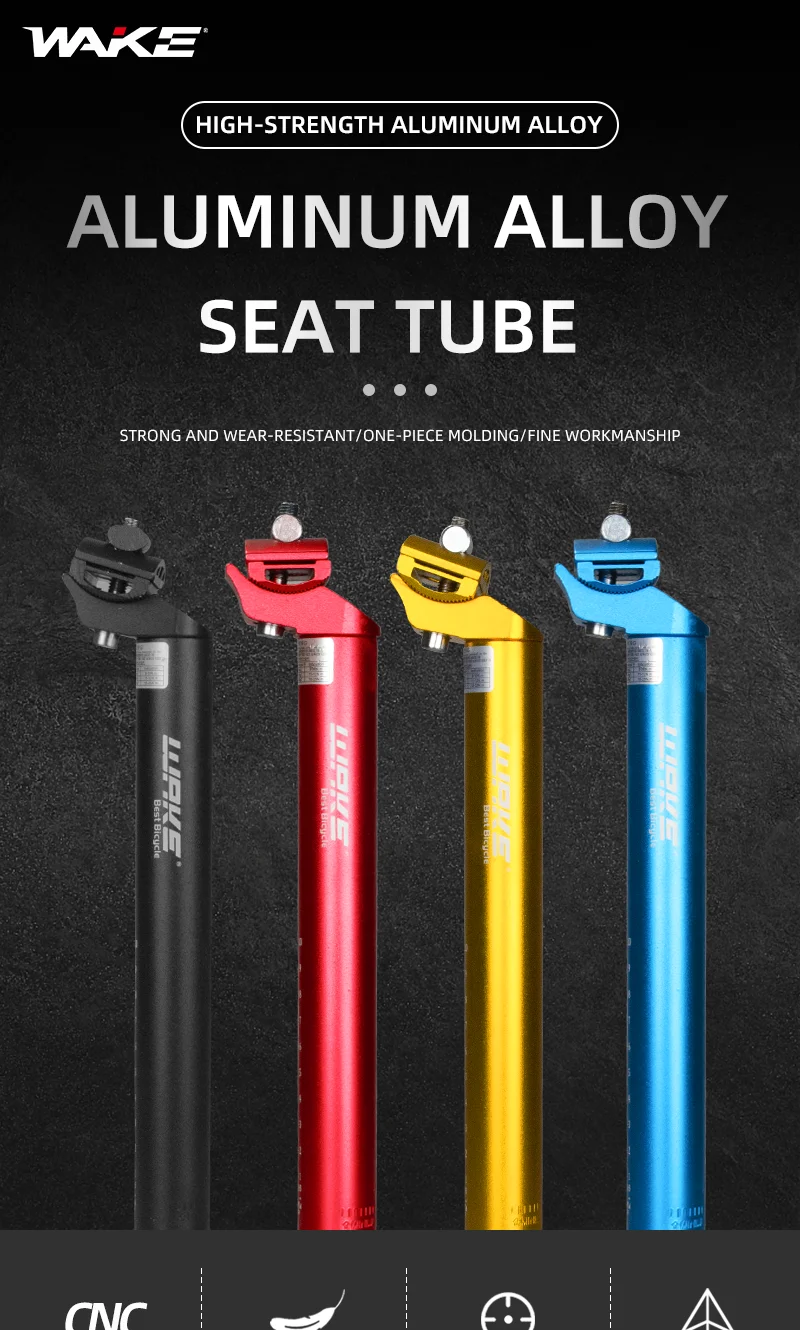 Description Picture 2 of itemWAKE Bicycle Seatpost 350mm 25.4 27.2 28.6 30.4 30.9 31.6 Adjustable Bike Seat Post Tube Saddle for MTB Mountain Road Bike BMX