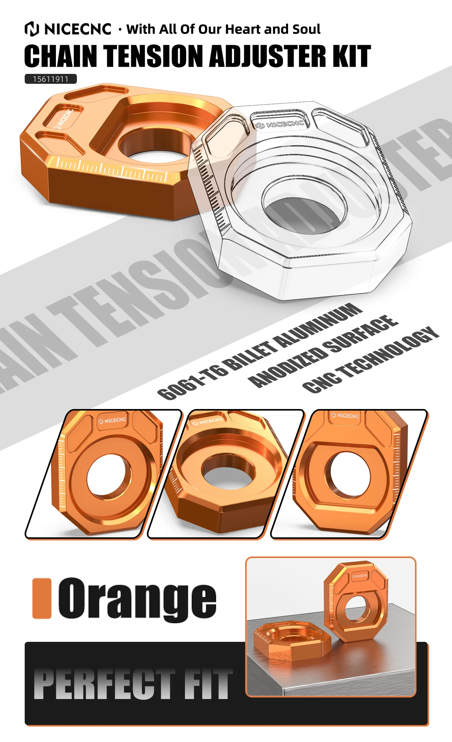 NICECNC Motorrad-Hinterachsblöcke, Kettenspannungseinsteller-Set für KTM 390 Adventure R 2025 390 Duke 390 Enduro R390 SMC R – Detail 1