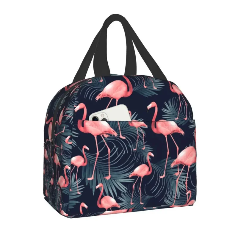 

Summer Flamingo Insulated Bags for Outdoor Night Vibes Tropical Leakproof Food Thermal Cooler Lunch Box Women Men