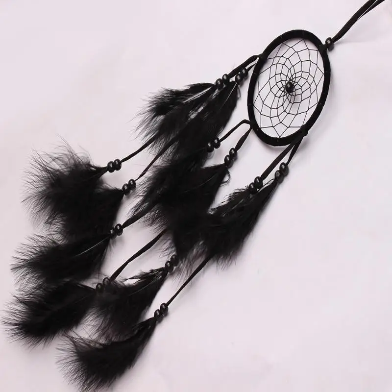 Bead Dream Catcher Black Feather Crafts Handmade Home Hanging Gifts Dreamcatcher Handmade Silver Bead Dream Catcher Wind Chimes, wind chimes,wind chime,dream catcher wall decoration