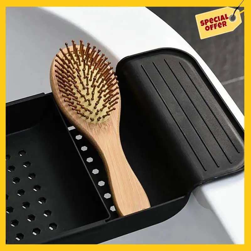 A45G-Bath Tub Tray Extendable Draining Bath Tray Space-Saving Household Bathtub Shelf Small Storage For Towels Glasses