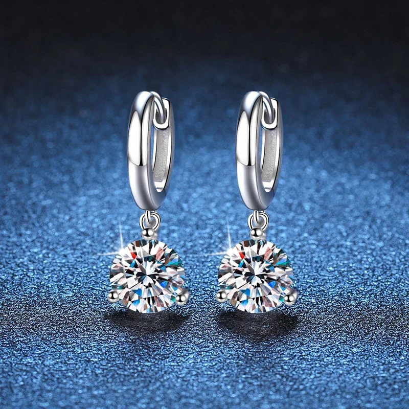 Ear Accessories 2ct Moissanite Earrings S925 Sterling Silver Drop Earring for Women