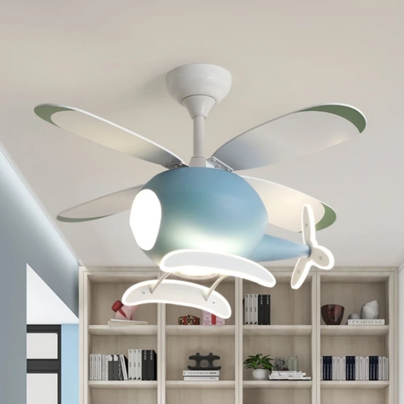 Cartoon LED Ceiling Fan Lamp Helicopter Light Chandelier for Children's Room Living Room Bedroom Indoor Lighting Fixture Luster