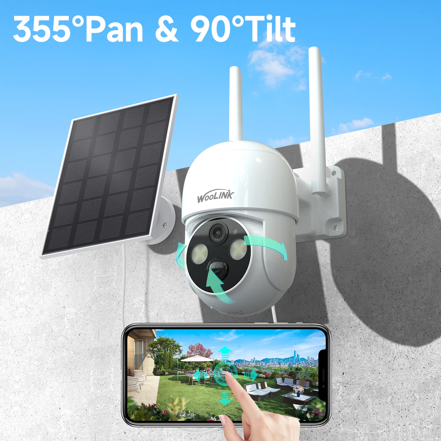 Wireless 4MP Solar Camera Outdoor WiFi Security Camera 2.5K HD Pan&Tilt Waterproof Battery Camera Smart Home Protection 2