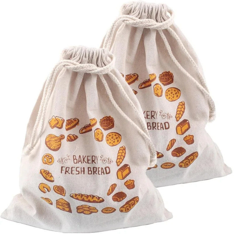 Reusable Linen Drawstring Bread Storage Bag - Homemade Artisan Food Container for Long-Lasting Freshness