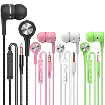 Cuffie cablate da 3,5 mm Cuffie intrauricolari Auricolari cablati con microfono Auricolari stereo HiFi bassi Controllo sportivo in linea per telefoni