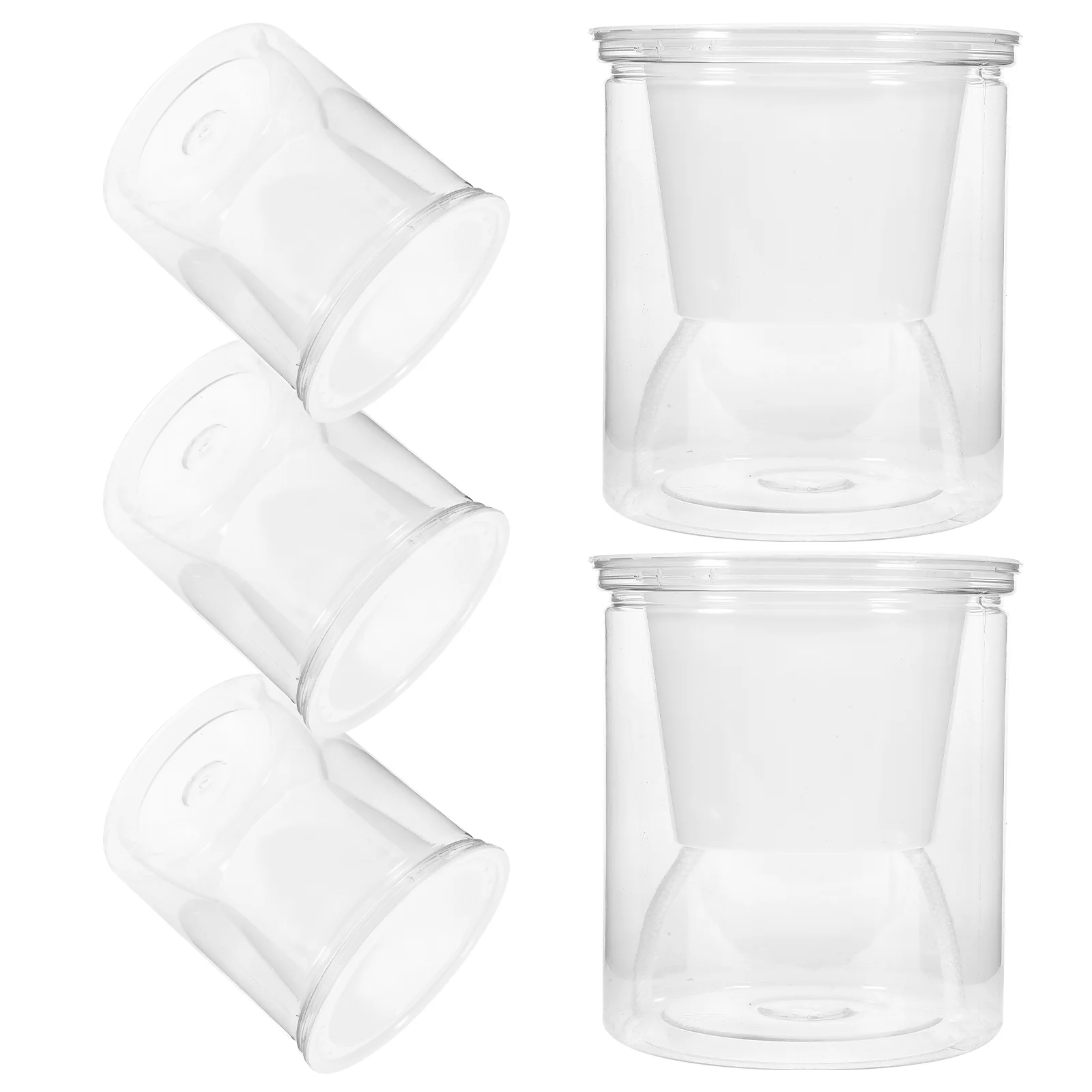 

5 Sets Plant Transparent Lazy Self-watering Pot Hydroponic Grow Planter Flowerpot Round Vase Planting Plastic