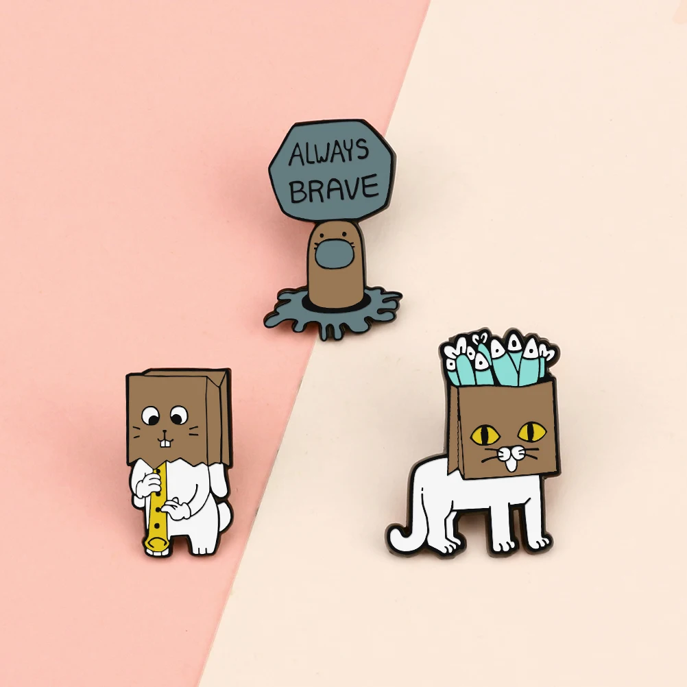 Fashion Cartoon Cats Spille Badge Denim Boxs Lovely Animal Funny Smalto Spilla Decorazione Gioielli Elegante Regalo Ragazze Cartone