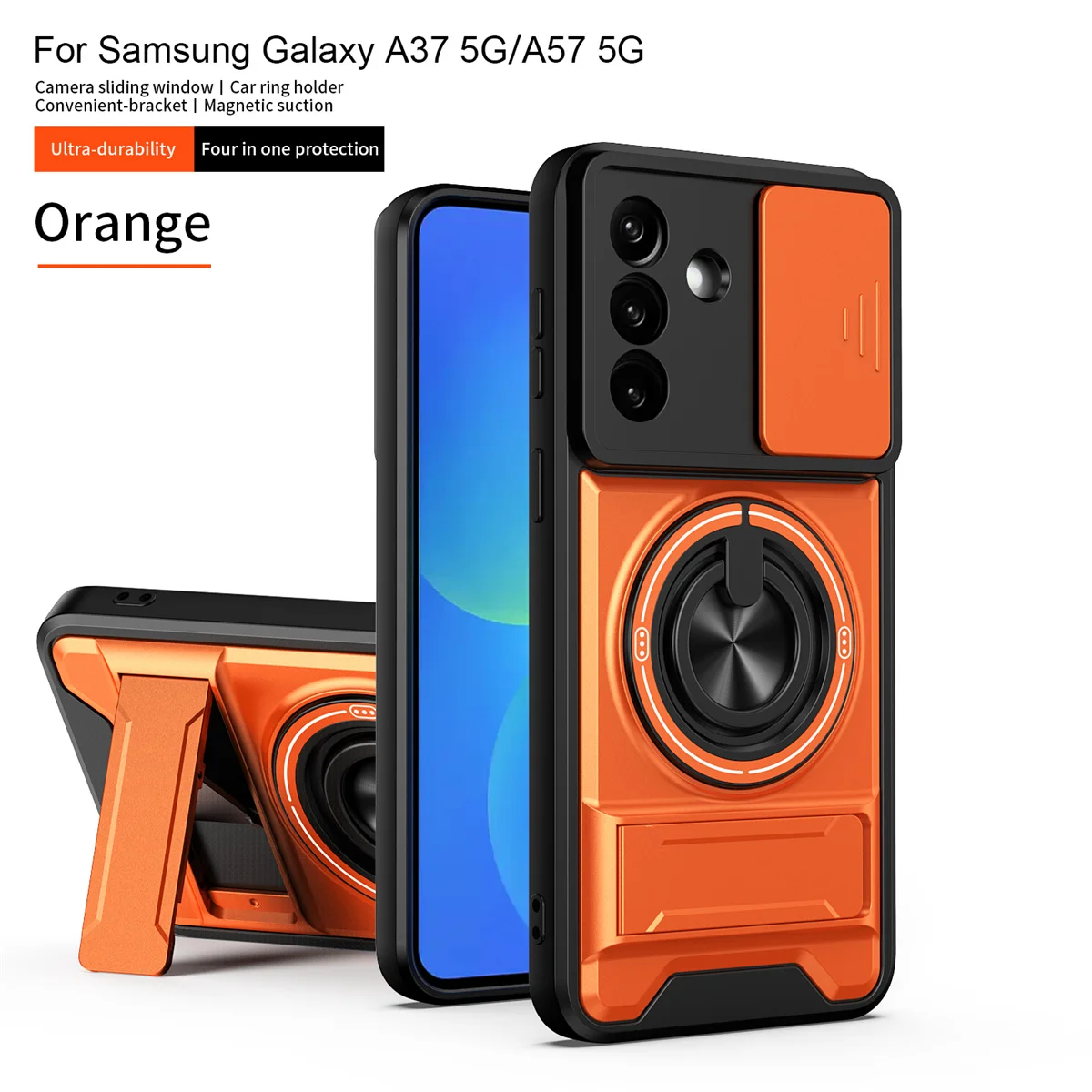 Premium Shockproof Armor Phone Case with Magnetic Holder and Lens Protection