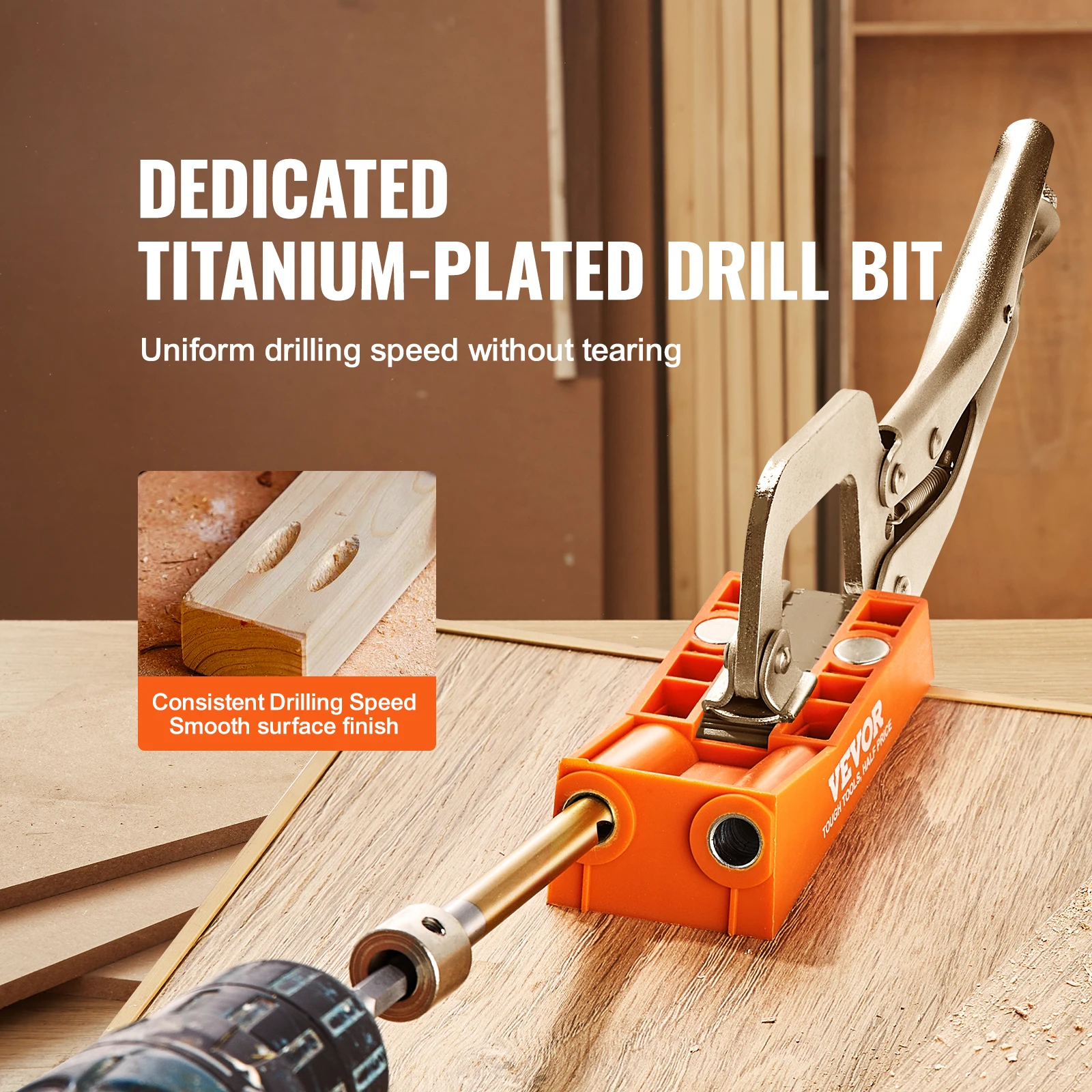 Pocket Hole Jig System with C-clamp for Wood Drilling