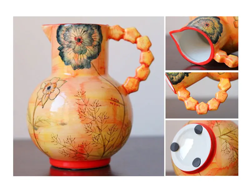 European Style Countryside Ceramic Hand-painted Art Vase Living Room Bedroom Tabletop Flower Arrangement Vases Home Decoration