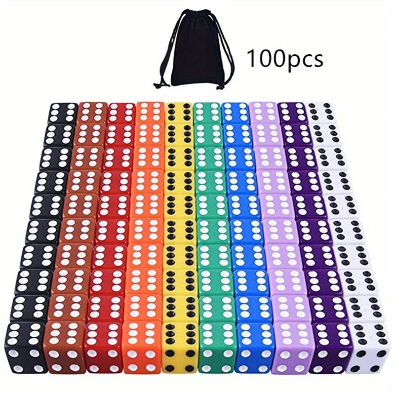 Acrylic Dice 10 Pieces 50 Pieces 100 Pieces A Set Of Acrylic Dice 0.62-inch Game Dice 10 Colors with Free Velvet Storage Bag