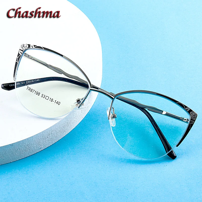 

Chashma Frame Cat Eye Women Prescription Glasses Fashion Optical Eyewear Spectacles Lady Anti Blue Ray Degree Lenses