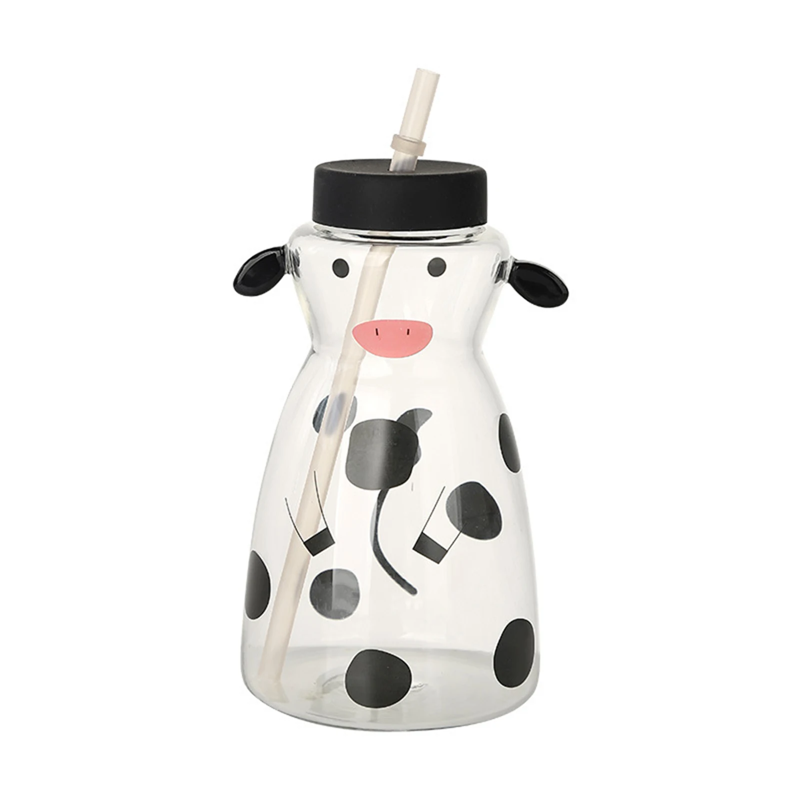 

Креативная бутылка для воды в форме коровы с мультипликационным рисунком, вместительные пыленепроницаемые чашки для легкой чистки смузи, холодного кофе, сока