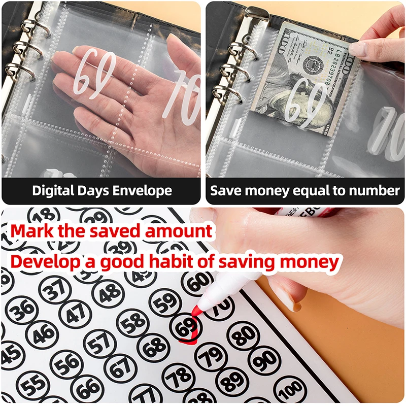 100 Envelopes Money Saving Challenge Budget Binder Password Lock Money Saver For Cash Cost Expense Organizer Notebook Binder
