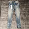 men streetwear white paints slim fit distressed jeans 1