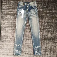 men streetwear white paints slim fit distressed jeans 1