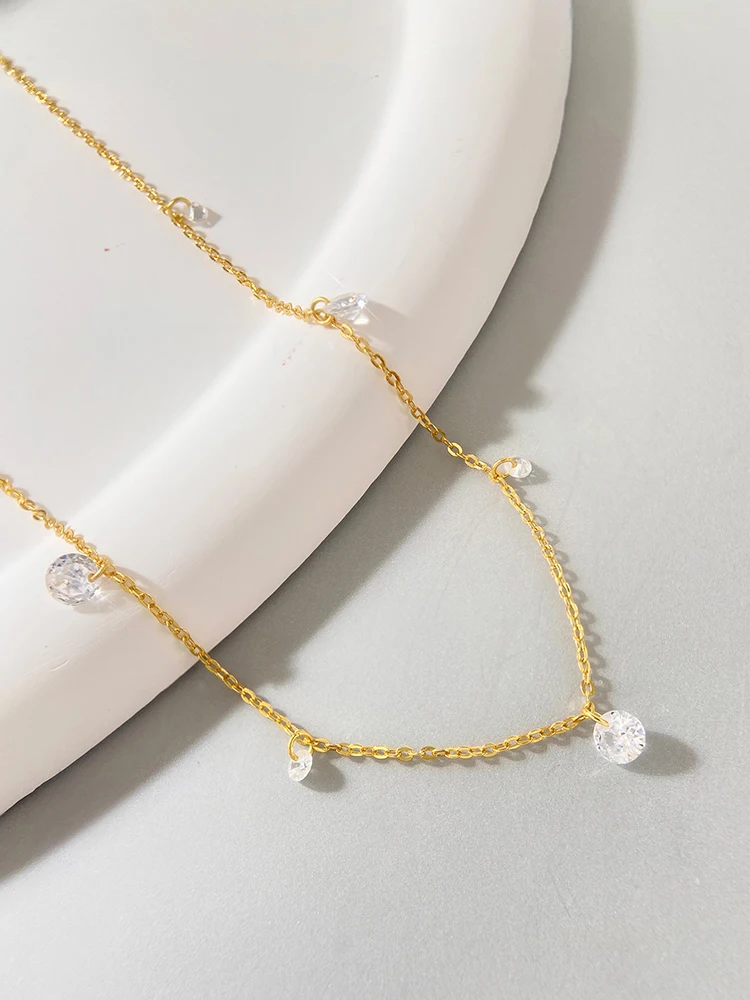 Schlichte, wunderschöne Zirkon-Quasten-Halskette aus 925er-Sterlingsilber für Damen, Jahrestag, Party, hochwertiger edler Schmuck – Detail 5