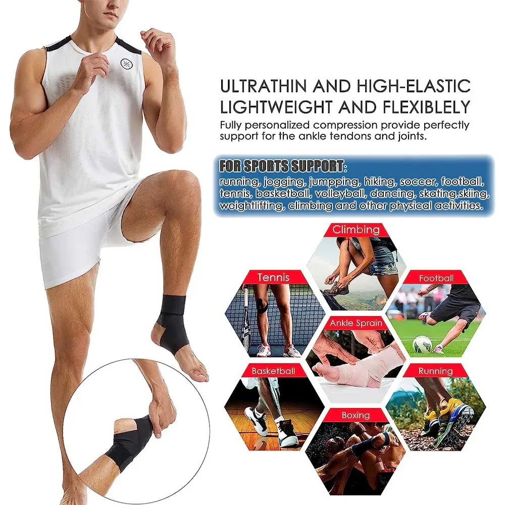Ankle Support Ankle Straps Fitness Ankle Straps Ankle Support Brace Ankle Wrist Cuffs Ankle Wrist Weights 1Pcs Ultrathin High-Elastic Ankle Wrap Adjustable Compression Ankle Support Brace for Running,Football,Basketball,Tennis,Sprains