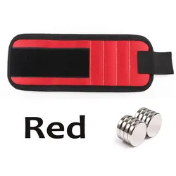 Magnetic Tool Wristband with Portable Attachment - Perfect DIY Gift - 5row10 magnetic (Red)