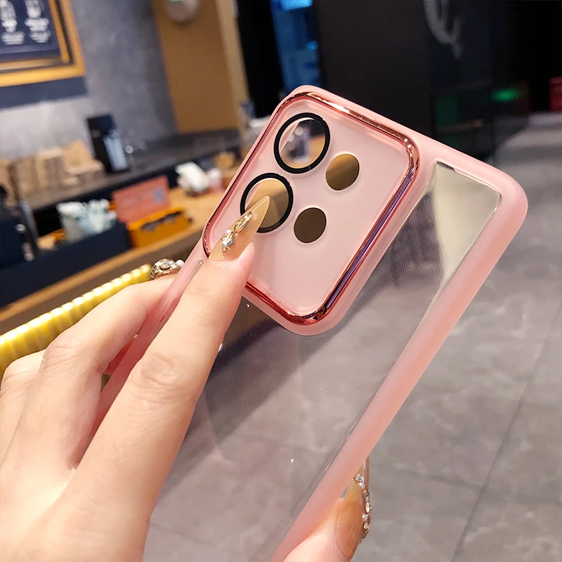 Luxury Transparent Silicone Clear Phone Case with Lens Film Protection