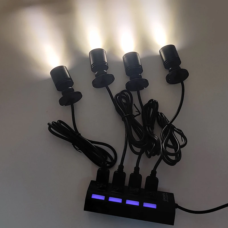 MINI Led Usb 5V Spot Light Draagbare Mini Spots Wijn Kast Keuken Sieraden Showcase Lamp Verlichting Kit Met Schakelaar 1W 3W 4